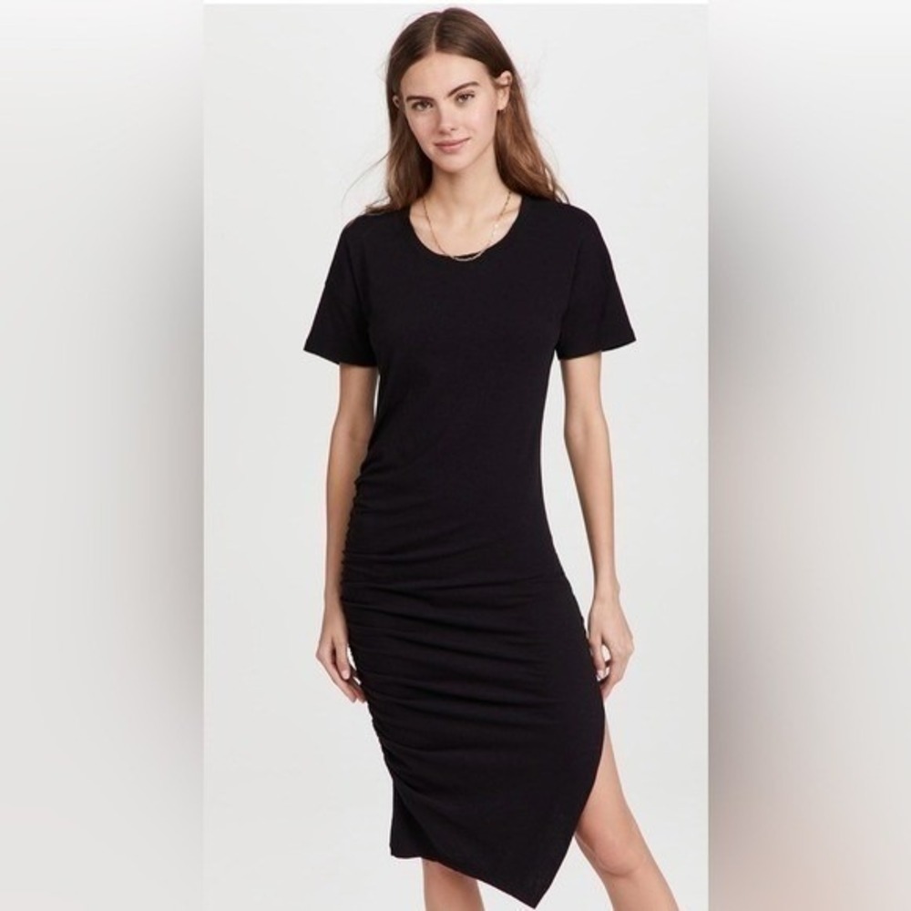 Sundry x Anthropologie Side Shirred Jersey Midi Dress Black size‎ 1/small NEW